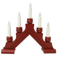 View 11.5" x 12" 5 Light Electric Red Wooden Karin Swedish Candelabra / Candlestick